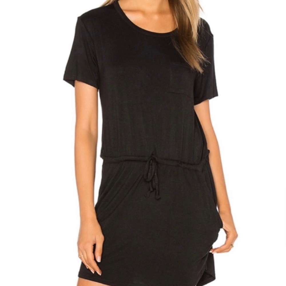 Chaser Short Sleeve High Low Open Drape Back T Shirt Dress